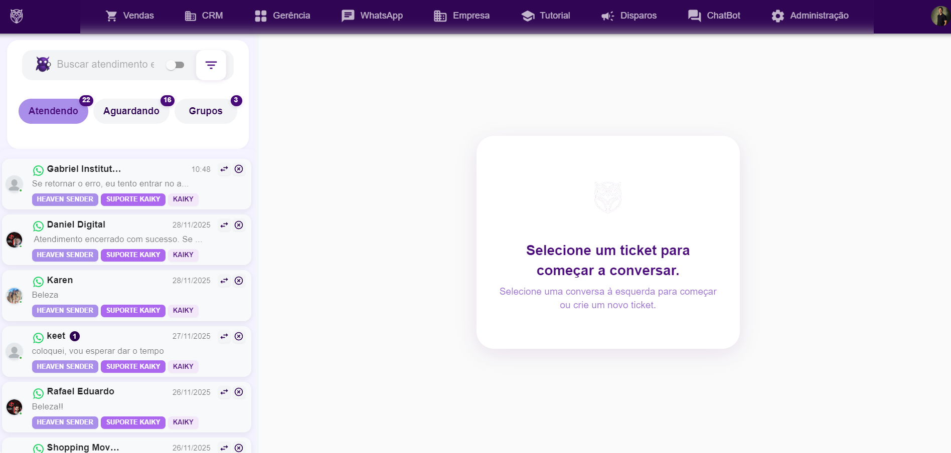 Screenshot Integração WhatsApp